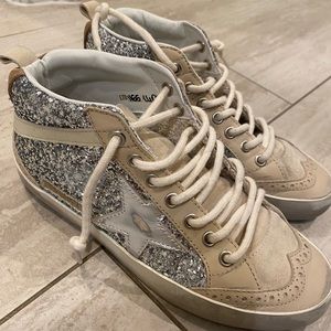 Golden Goose Silver Glitter Mid Star sneakers